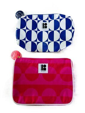 Estée Lauder x Lisa Perry Cosmetic Bags Set Geometric Print Makeup Pouch Bundle